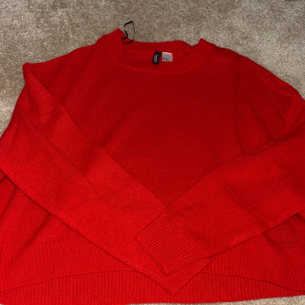 H&M Men's Bold Red Crewneck Sweater
